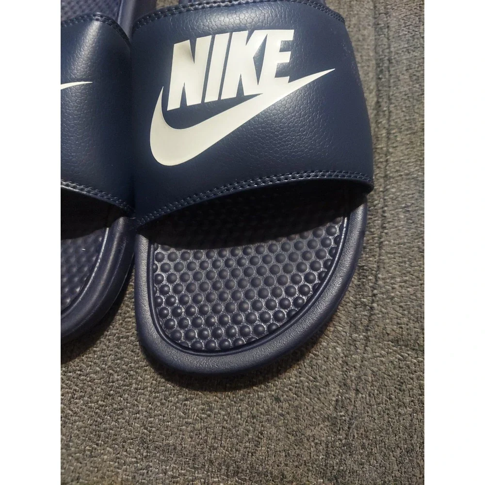 Nike Benassi JDI Men's Slip On Sandals Sz 13 - Navy Blue Waterproof Slides Pool